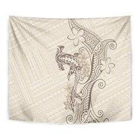 Beige Hawaii Tapestry Hammerhead Shark Tattoo Curve Polynesian - Polynesian Pride