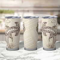 Beige Hawaii Tumbler Cup Hammerhead Shark Tattoo Curve Polynesian - Polynesian Pride