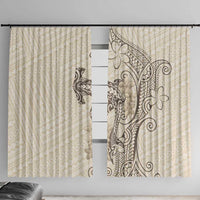 Beige Hawaii Window Curtain Hammerhead Shark Tattoo Curve Polynesian - Polynesian Pride