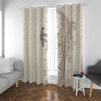 Beige Hawaii Window Curtain Hammerhead Shark Tattoo Curve Polynesian - Polynesian Pride