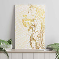 Gold and White Hawaii Canvas Wall Art Hammerhead Shark Tattoo Curve Polynesian - Polynesian Pride
