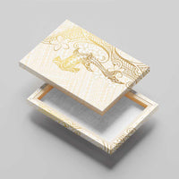 Gold and White Hawaii Canvas Wall Art Hammerhead Shark Tattoo Curve Polynesian - Polynesian Pride