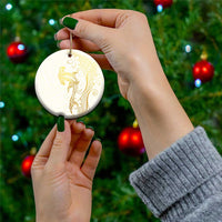 Gold and White Hawaii Ceramic Ornament Hammerhead Shark Tattoo Curve Polynesian - Polynesian Pride