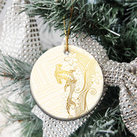 Gold and White Hawaii Ceramic Ornament Hammerhead Shark Tattoo Curve Polynesian - Polynesian Pride