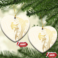 Gold and White Hawaii Ceramic Ornament Hammerhead Shark Tattoo Curve Polynesian - Polynesian Pride