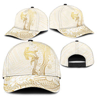 Gold and White Hawaii Classic Cap Hammerhead Shark Tattoo Curve Polynesian - Polynesian Pride
