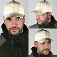 Gold and White Hawaii Classic Cap Hammerhead Shark Tattoo Curve Polynesian - Polynesian Pride