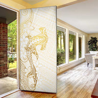 Gold and White Hawaii Door Cover Hammerhead Shark Tattoo Curve Polynesian - Polynesian Pride