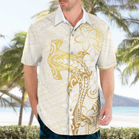 Gold and White Hawaii Hawaiian Shirt Hammerhead Shark Tattoo Curve Polynesian LT14 - Polynesian Pride