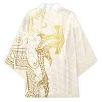 Gold and White Hawaii Kimono Hammerhead Shark Tattoo Curve Polynesian - Polynesian Pride