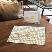 Gold and White Hawaii Puzzle Hammerhead Shark Tattoo Curve Polynesian - Polynesian Pride