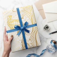 Gold and White Hawaii Wrapping Paper Hammerhead Shark Tattoo Curve Polynesian - Polynesian Pride