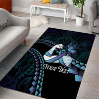 Personalised Polynesia Suicide Prevention Month Area Rug Brave Strong Butterfly Teal Purple Ribbon LT14 - Polynesian Pride
