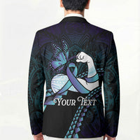 Personalised Polynesia Suicide Prevention Month Blazer Brave Strong Butterfly Teal Purple Ribbon LT14 - Polynesian Pride