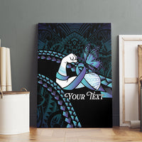 Personalised Polynesia Suicide Prevention Month Canvas Wall Art Brave Strong Butterfly Teal Purple Ribbon LT14 - Polynesian Pride