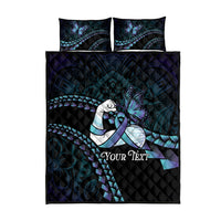 Personalised Polynesia Suicide Prevention Month Quilt Bed Set Brave Strong Butterfly Teal Purple Ribbon LT14 - Polynesian Pride
