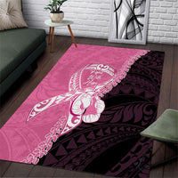 Polynesia Breast Cancer Awareness Area Rug Fight With Hope Pink Ribbon Boxing Gloves LT14 Pink - Polynesian Pride