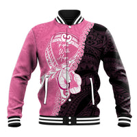 Personalised Polynesia Breast Cancer Awareness Baseball Jacket Fight With Hope Pink Ribbon Boxing Gloves LT14 Unisex Pink - Polynesian Pride