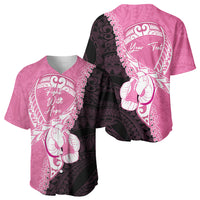 Personalised Polynesia Breast Cancer Awareness Baseball Jersey Fight With Hope Pink Ribbon Boxing Gloves LT14 - Polynesian Pride