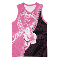 Personalised Polynesia Breast Cancer Awareness Basketball Jersey Fight With Hope Pink Ribbon Boxing Gloves LT14 Unisex Pink - Polynesian Pride