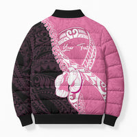 Personalised Polynesia Breast Cancer Awareness Bomber Puffer Jacket Fight With Hope Pink Ribbon Boxing Gloves LT14 - Polynesian Pride