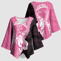 Personalised Polynesia Breast Cancer Awareness Kimono Sleeve Blouse Fight With Hope Pink Ribbon Boxing Gloves LT14 - Polynesian Pride