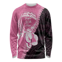 Personalised Polynesia Breast Cancer Awareness Long Sleeve Shirt Fight With Hope Pink Ribbon Boxing Gloves LT14 Unisex Pink - Polynesian Pride