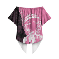 Personalised Polynesia Breast Cancer Awareness Off Shoulder Wrap Waist Top Fight With Hope Pink Ribbon Boxing Gloves LT14 - Polynesian Pride