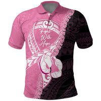 Personalised Polynesia Breast Cancer Awareness Polo Shirt Fight With Hope Pink Ribbon Boxing Gloves LT14 Pink - Polynesian Pride