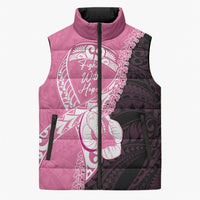 Personalised Polynesia Breast Cancer Awareness Sleeveless Puffer Jacket Fight With Hope Pink Ribbon Boxing Gloves LT14 Unisex Pink - Polynesian Pride