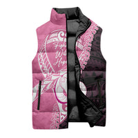 Personalised Polynesia Breast Cancer Awareness Sleeveless Puffer Jacket Fight With Hope Pink Ribbon Boxing Gloves LT14 - Polynesian Pride