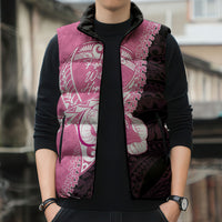 Personalised Polynesia Breast Cancer Awareness Sleeveless Puffer Jacket Fight With Hope Pink Ribbon Boxing Gloves LT14 - Polynesian Pride