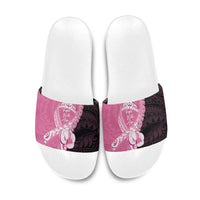 Polynesia Breast Cancer Awareness Slide Sandals Fight With Hope Pink Ribbon Boxing Gloves LT14 Pink - Polynesian Pride