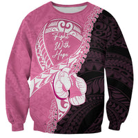 Personalised Polynesia Breast Cancer Awareness Sweatshirt Fight With Hope Pink Ribbon Boxing Gloves LT14 Unisex Pink - Polynesian Pride