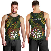 Personalised Polynesian Darts Men Tank Top Dart Lovers Tribal Pattern Mix Tropical Leaves LT14 - Polynesian Pride