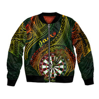 Personalised Polynesian Darts Sleeve Zip Bomber Jacket Dart Lovers Tribal Pattern Mix Tropical Leaves LT14 Unisex Reggae - Polynesian Pride
