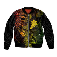 Hawaii Bomber Jacket Fish Hook Tattoo Mix Polynesian Plumeria Reggae Version LT14 Unisex Reggae - Polynesian Pride