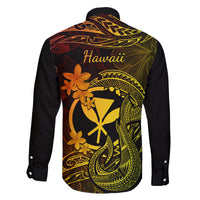 Hawaii Family Matching Off Shoulder Long Sleeve Dress and Hawaiian Shirt Fish Hook Tattoo Mix Polynesian Plumeria Reggae Version LT14 - Polynesian Pride