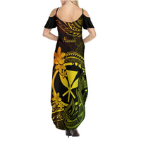 Hawaii Family Matching Summer Maxi Dress and Hawaiian Shirt Fish Hook Tattoo Mix Polynesian Plumeria Reggae Version LT14 - Polynesian Pride