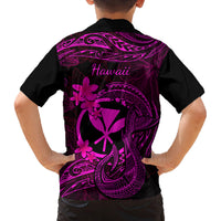 Hawaii Kid Hawaiian Shirt Fish Hook Tattoo Mix Polynesian Plumeria Pink Version LT14 - Polynesian Pride