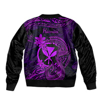 Hawaii Bomber Jacket Fish Hook Tattoo Mix Polynesian Plumeria Purple Version LT14 - Polynesian Pride