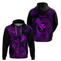 Hawaii Hoodie Fish Hook Tattoo Mix Polynesian Plumeria Purple Version LT14 - Polynesian Pride