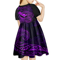 Hawaii Kid Short Sleeve Dress Fish Hook Tattoo Mix Polynesian Plumeria Purple Version LT14 - Polynesian Pride