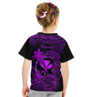 Hawaii Kid T Shirt Fish Hook Tattoo Mix Polynesian Plumeria Purple Version LT14 - Polynesian Pride