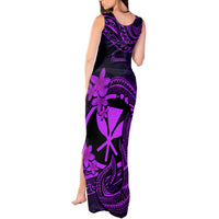 Hawaii Tank Maxi Dress Fish Hook Tattoo Mix Polynesian Plumeria Purple Version LT14 - Polynesian Pride