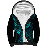 Hawaii Sherpa Hoodie Fish Hook Tattoo Mix Polynesian Plumeria Turquoise Version LT14 Unisex Turquoise - Polynesian Pride