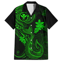 Hawaii Family Matching Off Shoulder Short Dress and Hawaiian Shirt Fish Hook Tattoo Mix Polynesian Plumeria Green Version LT14 Dad's Shirt - Short Sleeve Green - Polynesian Pride