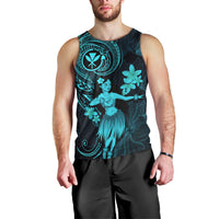 Hawaii Men Tank Top Hula Girl Mix Polynesian Plumeria Turquoise Version LT14 - Polynesian Pride