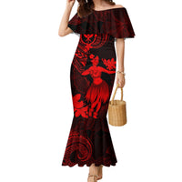 Hawaii Mermaid Dress Hula Girl Mix Polynesian Plumeria Red Version LT14 Women Red - Polynesian Pride