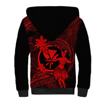 Hawaii Sherpa Hoodie Hula Girl Mix Polynesian Plumeria Red Version LT14 - Polynesian Pride